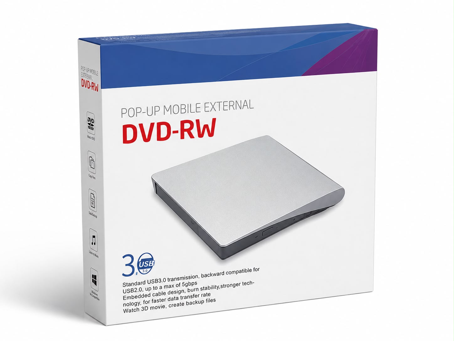 محرك أقراص ضوئي خارجي (Pop-Up Mobile External DVD-RW)